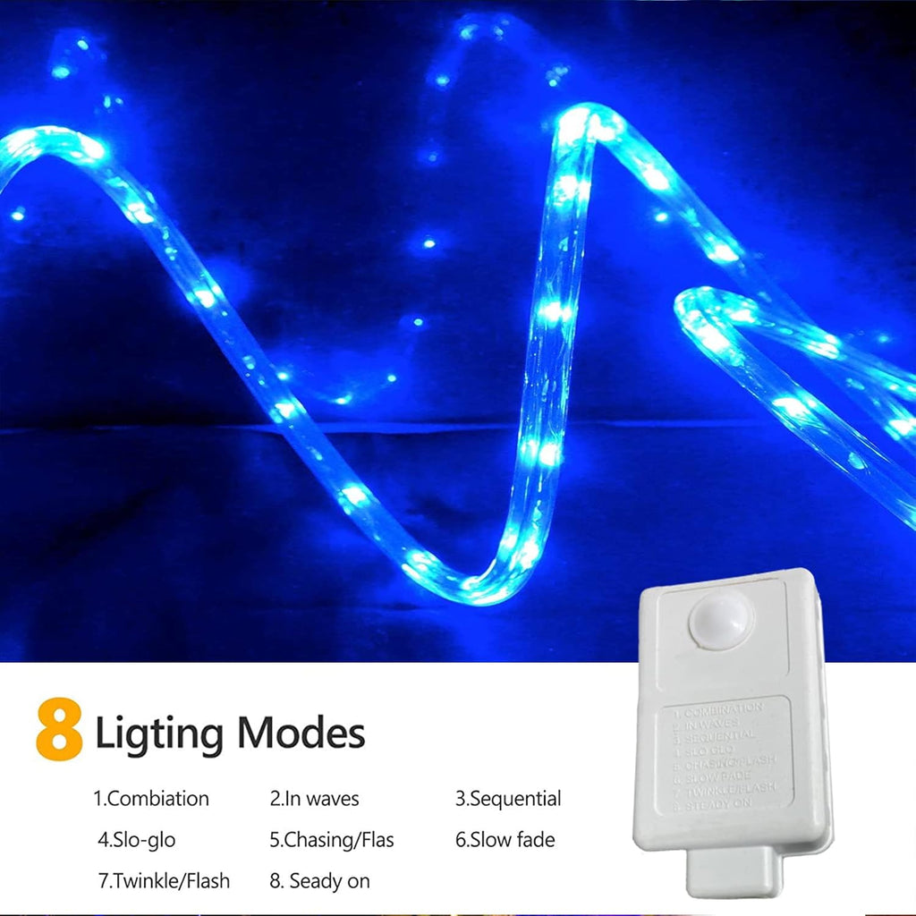 Skiennix 150ft LED Rope Lights - Waterproof, Flexible Tube Lighting with 8 Modes | Blue for Indoor & Outdoor Use