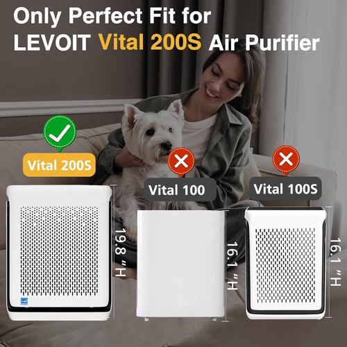 LEVOIT Vital 200S-P Replacement Filter - High-Performance Air Purifier Filter for Large Rooms | 2 Pack, White