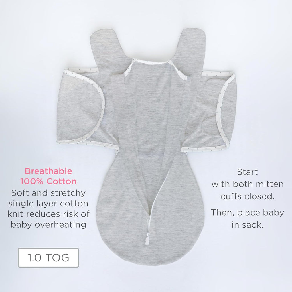 SwaddleDesigns 6-Way Omni Swaddle Sack - Arms Up Design for Newborns | Calms Startle Reflex, Heathered Jadeite, Small (0-3 Mo, 6-12 lbs)