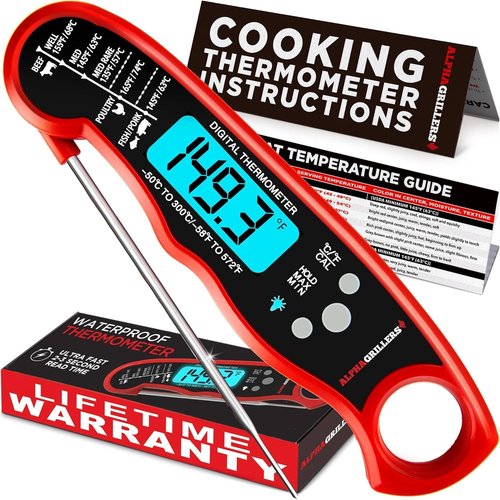 Alpha Grillers Instant Read Meat Thermometer - Perfect for Cooking, Grilling & BBQ | Includes Meat Shredder Claws