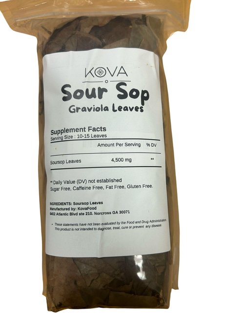 Kovafood Dried Soursop Tea Leaves, Graviola Loose Leaf Tea Dried, Hojas de Guanabana Seca I Dry Sour Sop Leaves- 4oz. Large Bag. 330-350 Leaves.