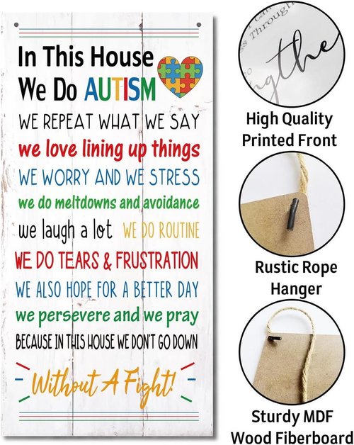 Autism House Decor - 'In This House We Do Autism' Motivational Wood Sign | Inspirational Home Decor