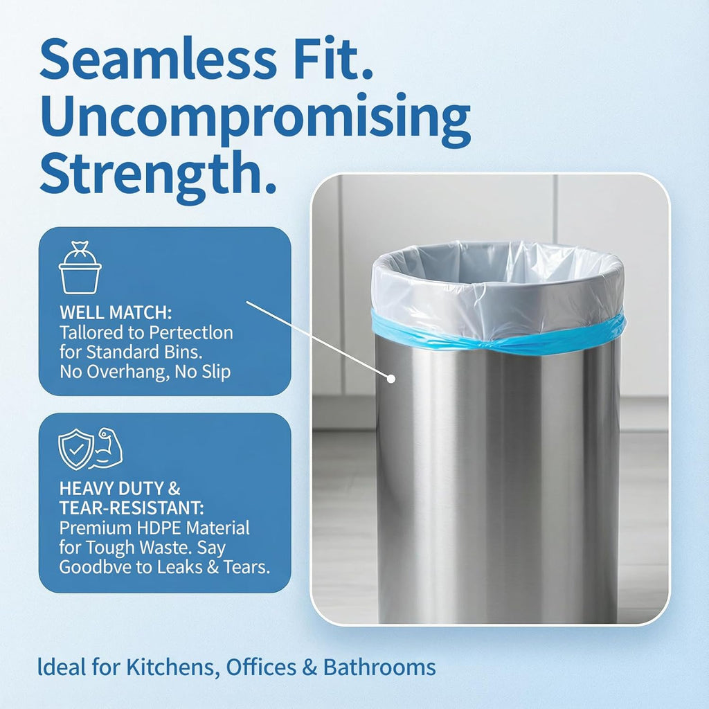 Skiennix 4 Gallon Drawstring Trash Bags - Thick 1.1 Mil White Plastic Garbage Liners for Home & Office