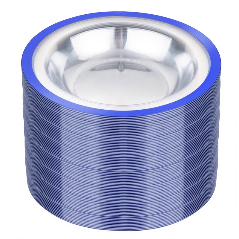 Liacere 60Pcs Blue Plastic Bowls - Disposable Clear and Blue Bowls - 12OZ Premium Heavy Duty Plastic Soup Bowls for Wedding &Independence Day