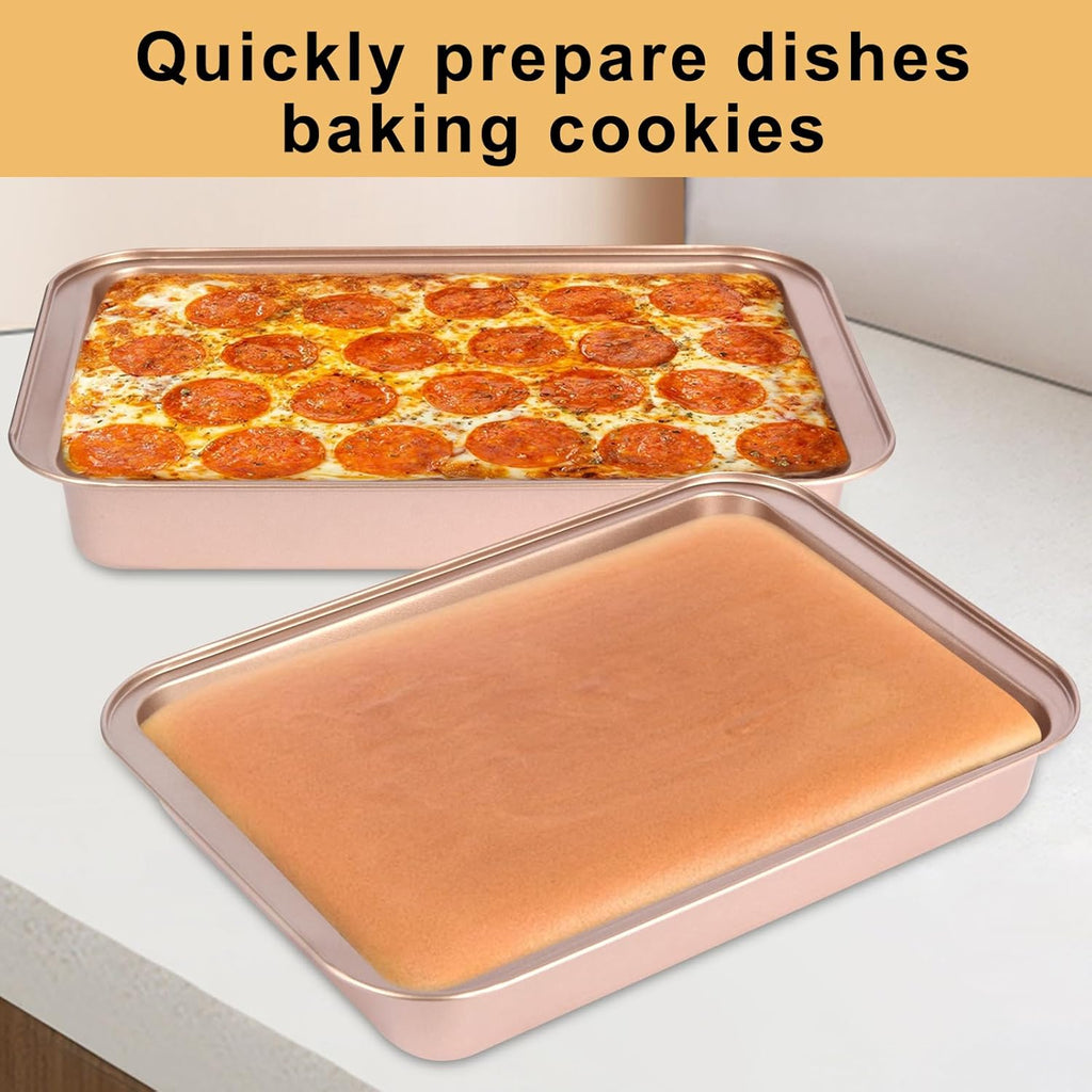 Regine Switzerland Nonstick 9x13 Baking Pan - Easy Clean Carbon Steel Bakeware for Cakes & Lasagna | Rose Gold
