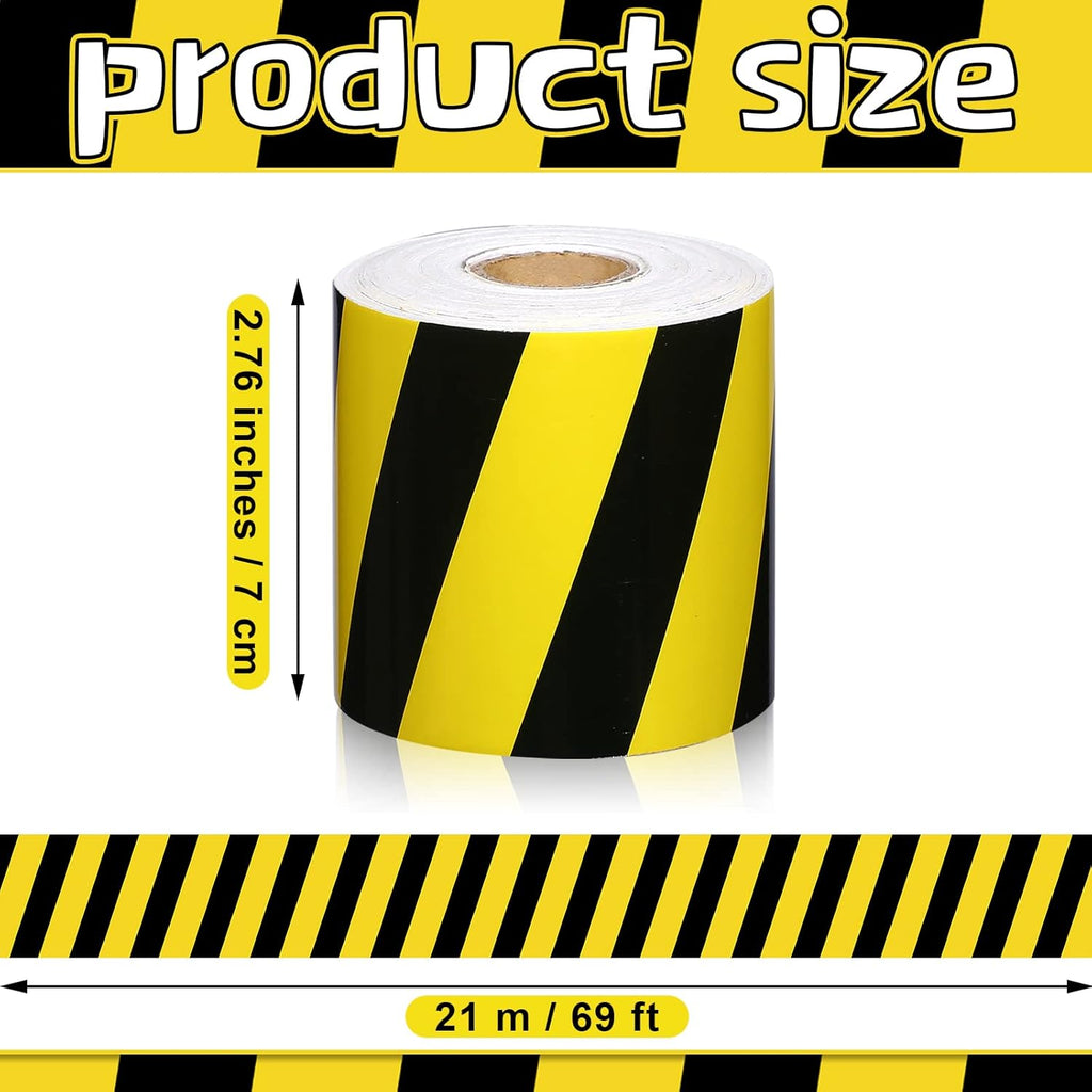 Outus Bulletin Board Borders - 68 Ft Construction Theme Decor | Yellow Stripes for Classroom & Parties