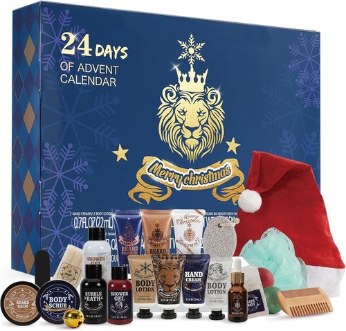 BODY & EARTH 2025 Men's Advent Calendar - 24-Day Skincare & Beard Care Grooming Set | Perfect Holiday Gift for Dads & Boyfriends