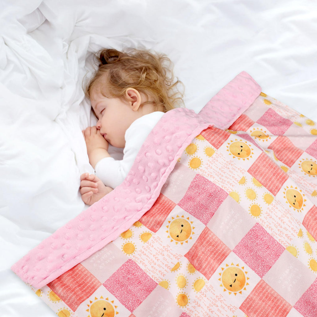 Baby Blanket for Boys Girls, Super Soft Double Layer Mink Blankets with Dotted Backing, Lattice Sun Toddler Newborn Nursery Bed Blanket, Multicolor Printed Blanket, 30 X 40 Inches