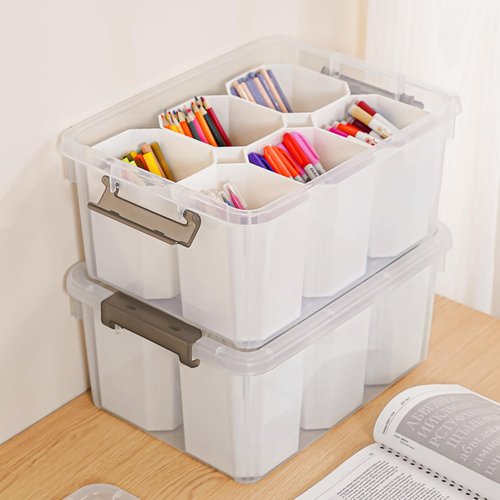 Citylife 17 QT Clear Plastic Storage Bins - Stackable Multipurpose Organizing Containers | 2 Pack