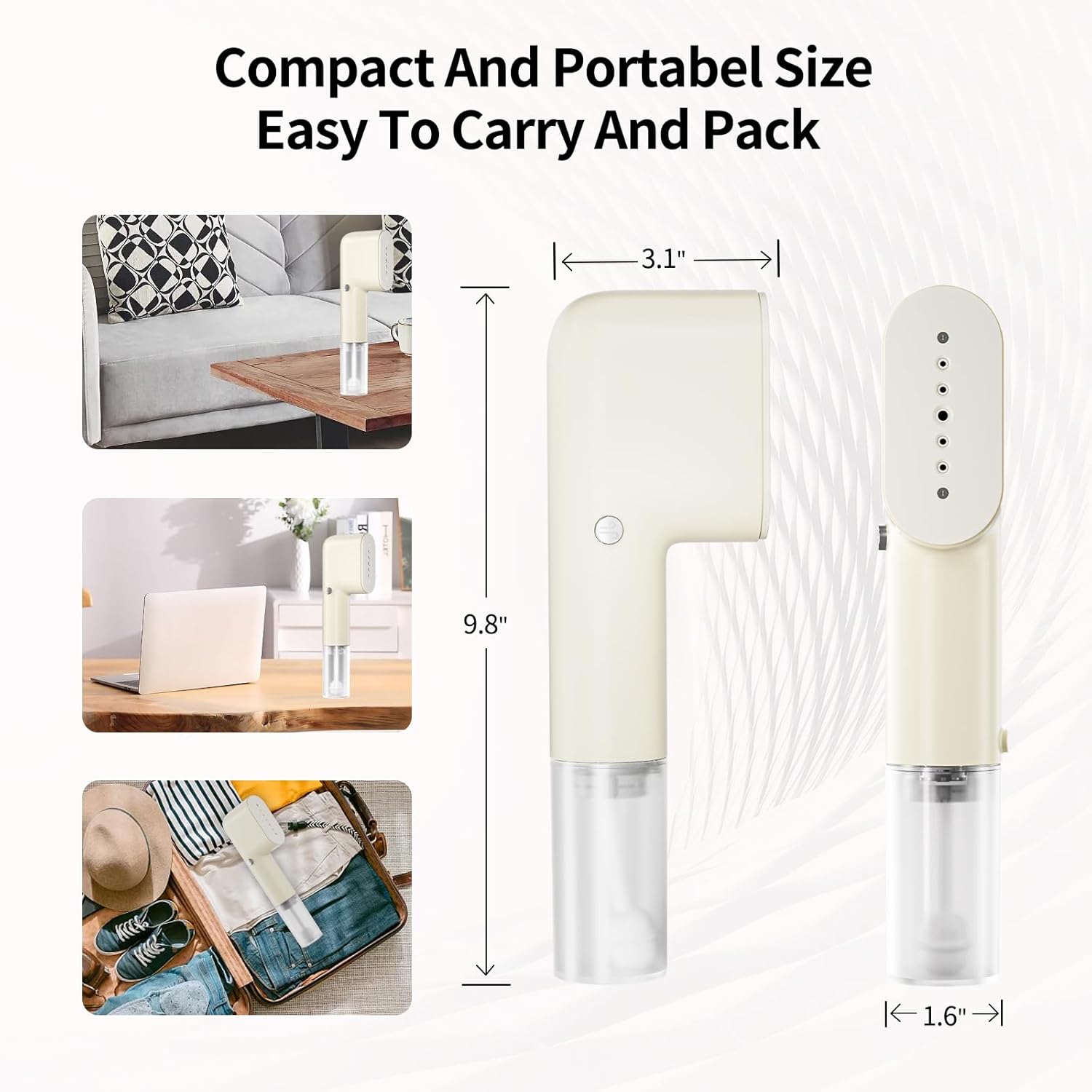 Skiennix Portable Travel Steamer - 15s Fast Heat-Up, 800W Handheld Fabric Wrinkle Remover | Ideal for Home & Travel