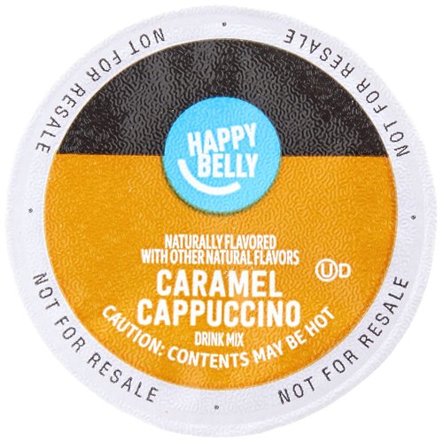 Happy Belly Cappuccino Coffee Pods - Light Roast Caramel Flavor | Compatible With K-Cup Brewers, 24 Count