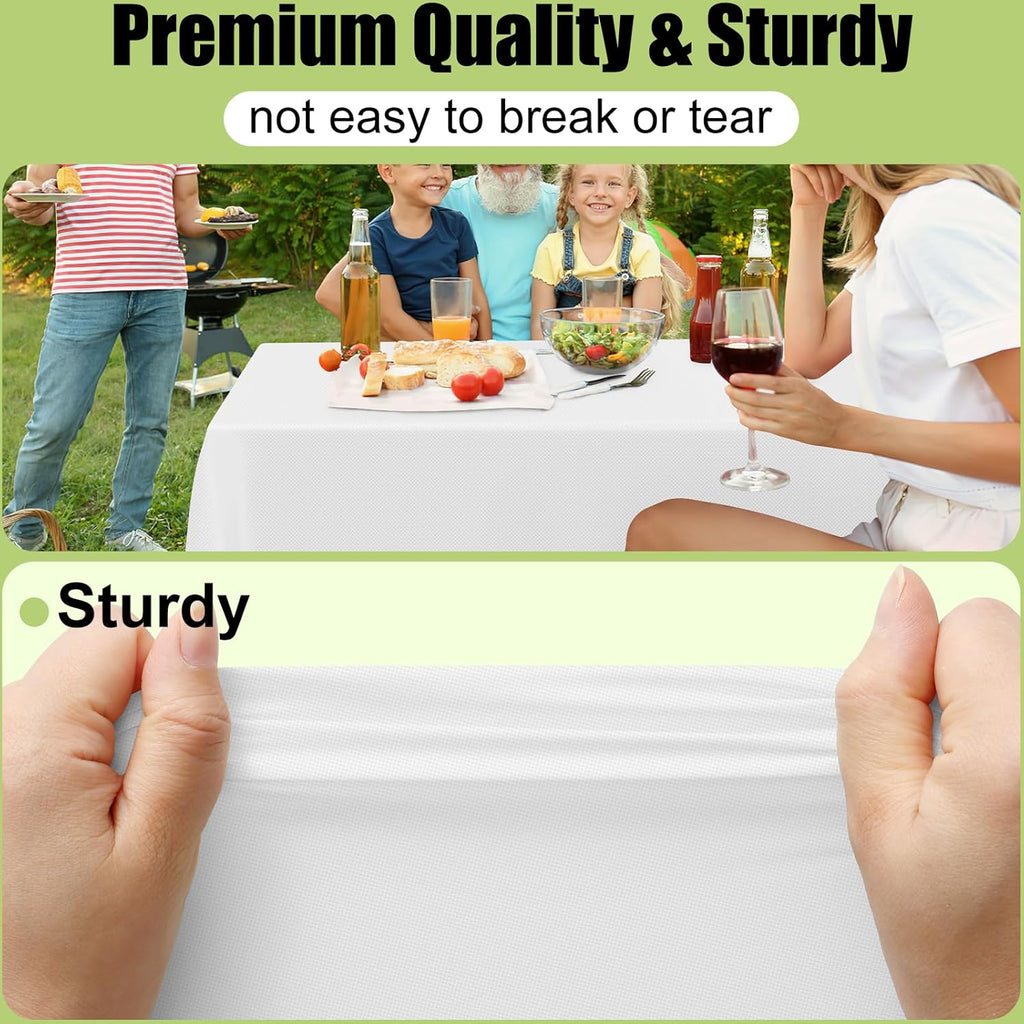 Smiry Disposable Tablecloths - Waterproof 54 x 108 Inch Rectangle Covers | 10 Pack, Sturdy & Leakproof, White