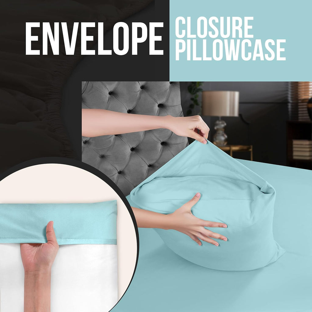 Utopia Bedding Standard Pillow Cases - Soft Brushed Microfiber - 4 Pack, Spa Blue - 20 x 26 Inches