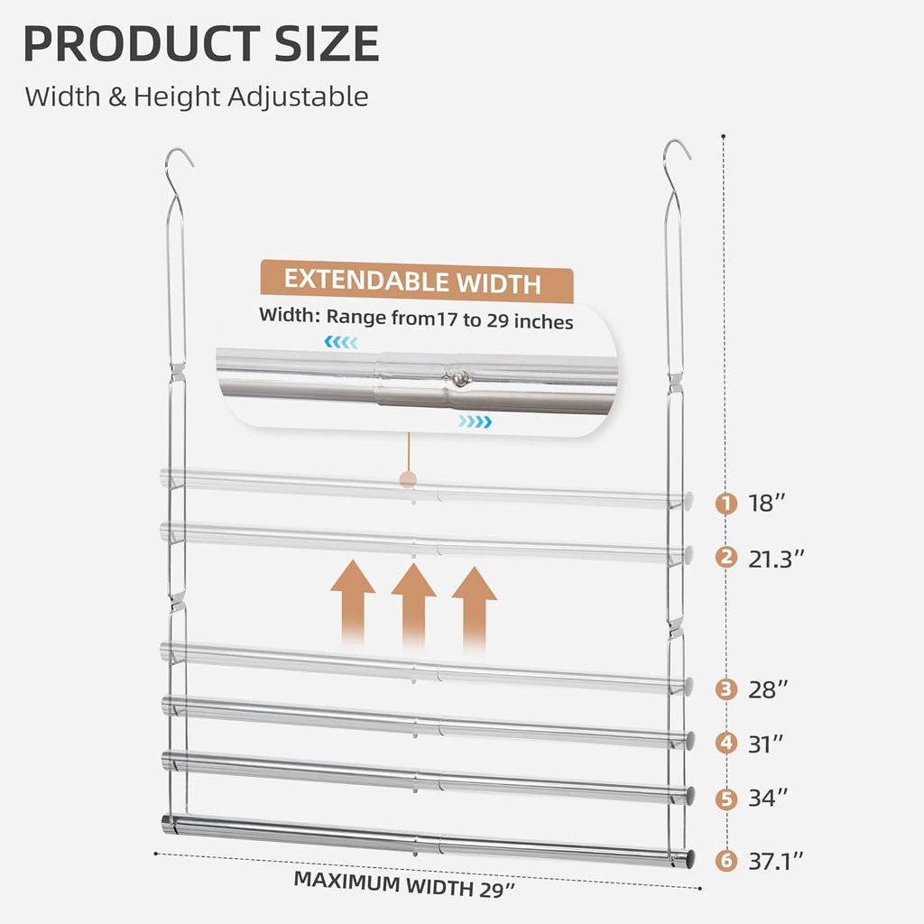 Storage Maniac Adjustable Closet Rod - Space-Saving Hanging Organizer for Clothes - Chrome Finish, 1 Pack