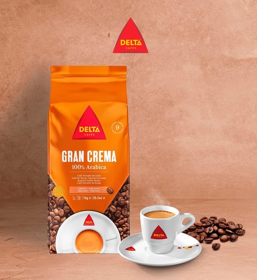 Delta Cafés Gran Crema Whole Bean Coffee - 100% Arabica, Intense Flavor with Aromatic Notes - 1kg/35.2oz