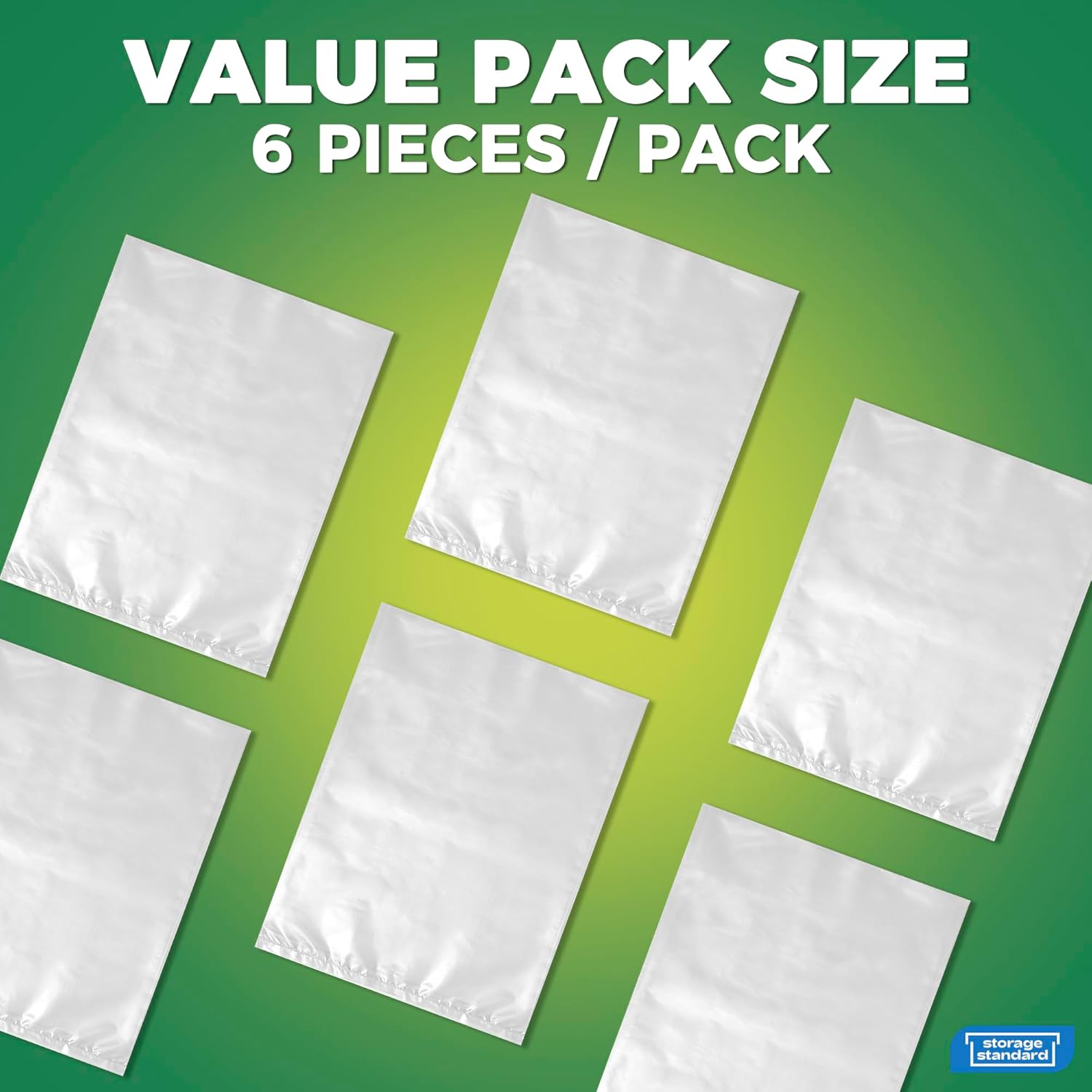 Storage Standard 6-Pack Large Clear Plastic Bags - Waterproof Heavy-Duty Zip Ties for Luggage & Travel Gear | 40 x 60 Inches