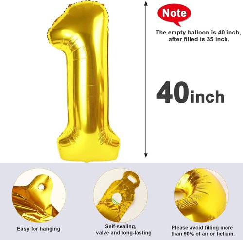 Gold Number 13 Balloon by [Brand Name] - 40 Inch Foil Party Decoration for Birthdays & Weddings