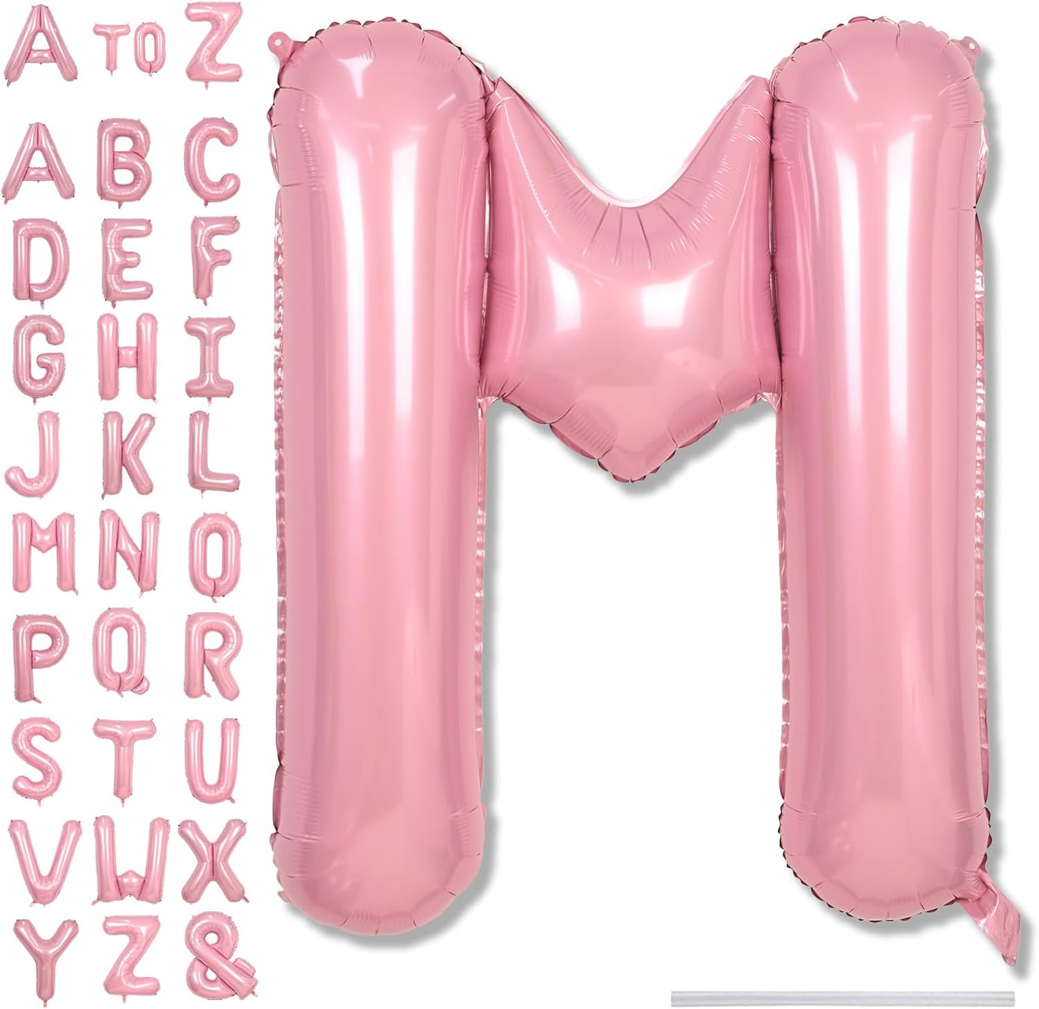 Skiennix 40-Inch Pastel Pink Letter Balloon - Giant Mylar Alphabet M for Girl Birthday Party Decor