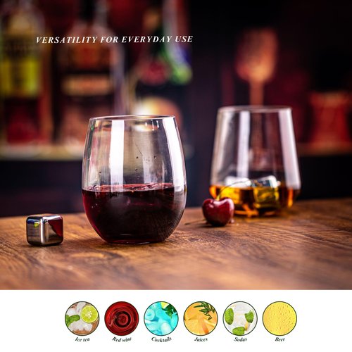 MIYOPESI 18oz Clear Stemless Wines Cups (Set of 6), Shatter-Proof Acrylic Glasses Drinkware, Reusable Plastic Bar Glasses, BPA-Free, Dishwasher-Safe
