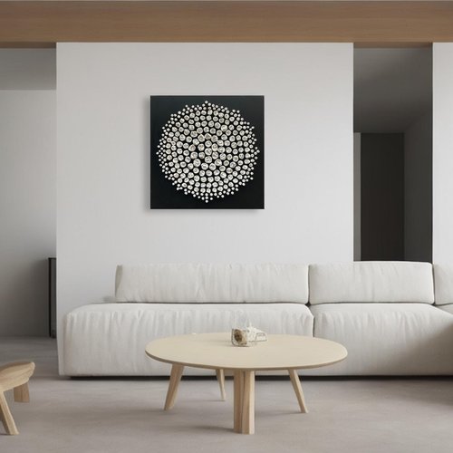 Limiyer Art Abstract Oil Painting Modern Art Oil on Canvas Wall Art Deco 24x24 inches, Black and White