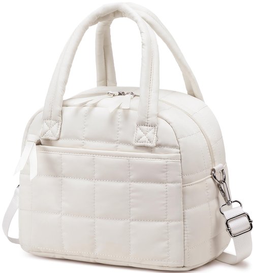 LEDAOU Lunch Box for Women Lunch bag Quilted Puffer Lunch Box with Adjustable Strap Insulated Reusable LunchBox for Work School Picnic Travel