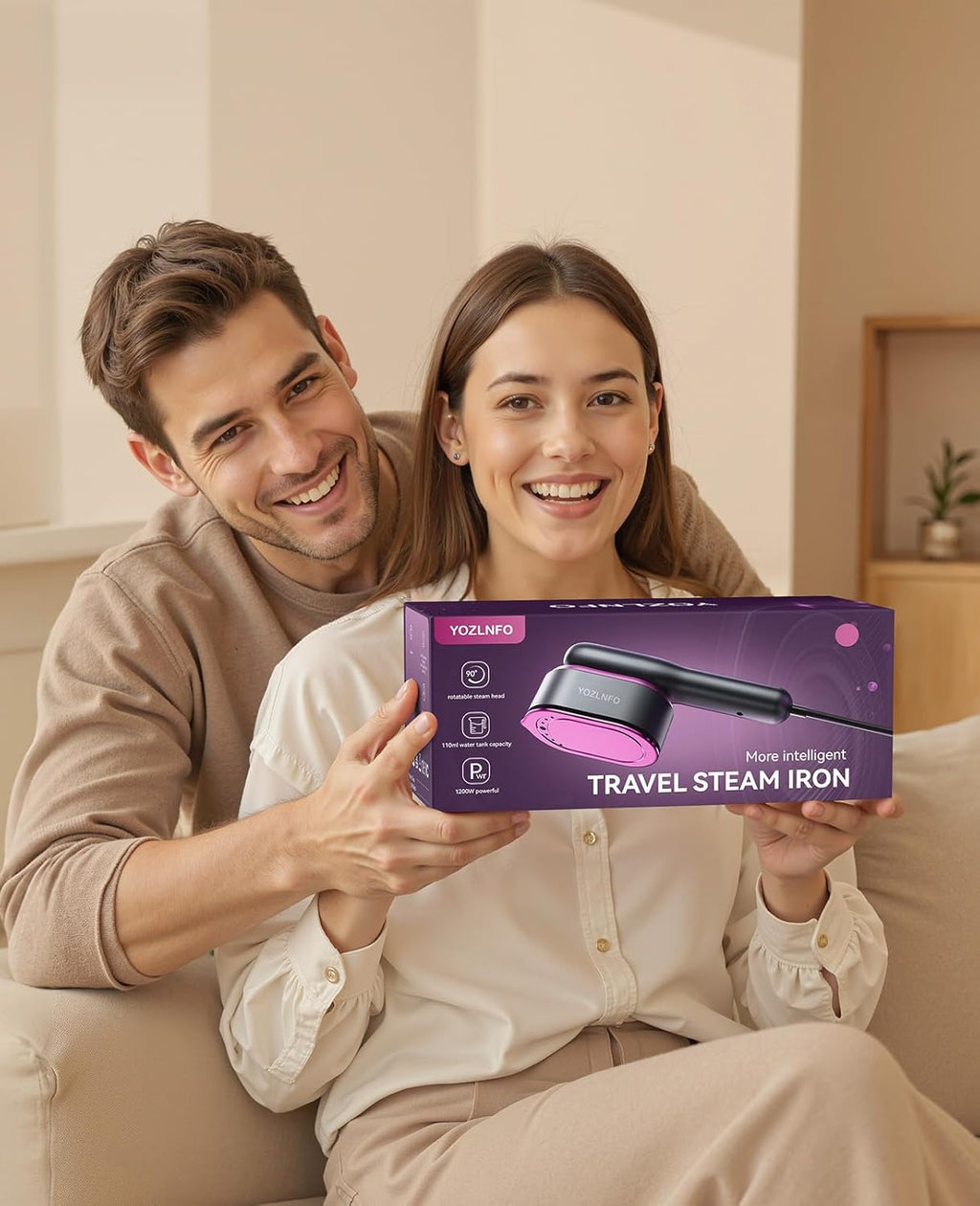 Skiennix Portable Travel Steamer - 2-in-1 Mini Handheld Iron with Fast 15s Heat Up & 5 Settings - Purple Pink