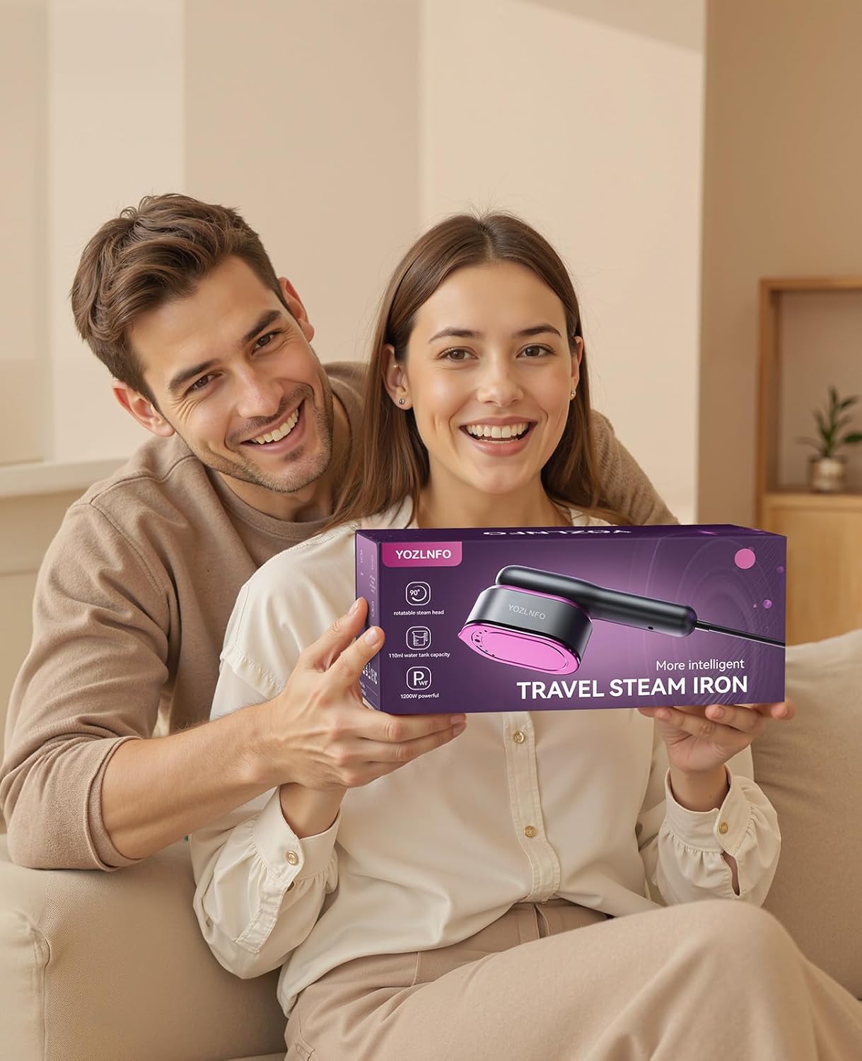 Skiennix Portable Travel Steamer - 2-in-1 Mini Handheld Iron with Fast 15s Heat Up & 5 Settings - Purple Pink