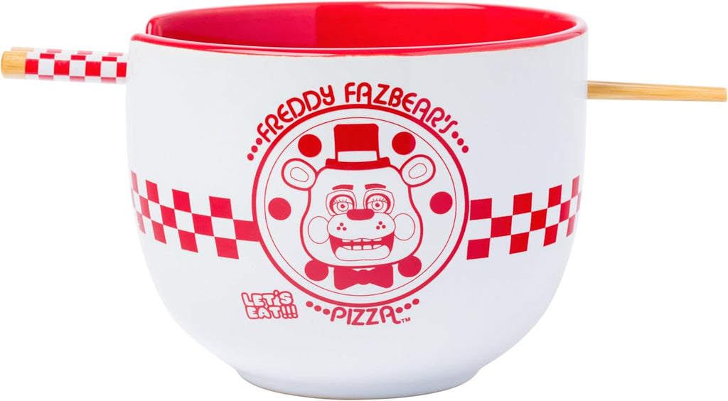 Silver Buffalo Five Nights at Freddy's Ramen Bowl - Ceramic Pizza Box Design, Microwave Safe, 20 Oz