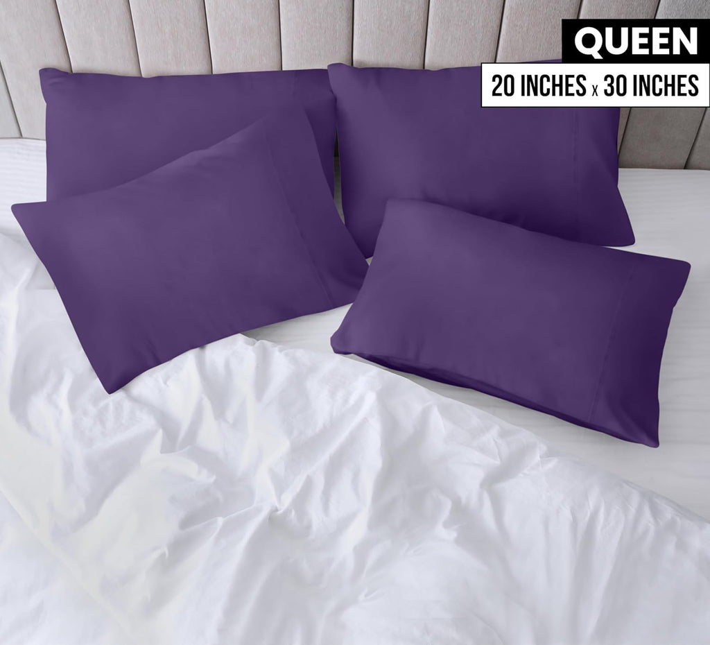 Utopia Bedding Queen Pillowcases - Soft Brushed Microfiber - 4 Pack | Fade Resistant 20 X 30 Inches (Eggplant)