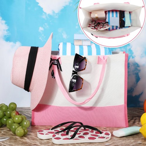 Shinylin 3 Pcs Initial Canvas Tote Bag Reusable Blank Personalized Present Bag for Valentine Bridesmaid Wedding Gift(Pink)
