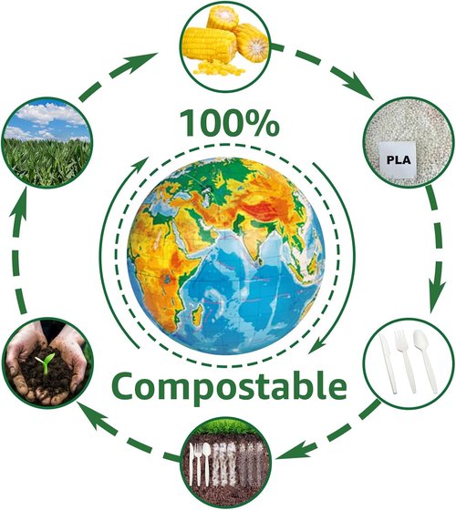 Misisipi 200 Pcs Heavy-Duty Compostable Forks | Eco-Friendly Biodegradable Tableware Set