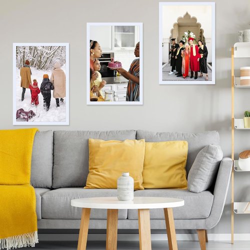 JCJMY Picture Frame - 22.375x34 Inch White Frame for Horizontal & Vertical Wall Hanging Photos