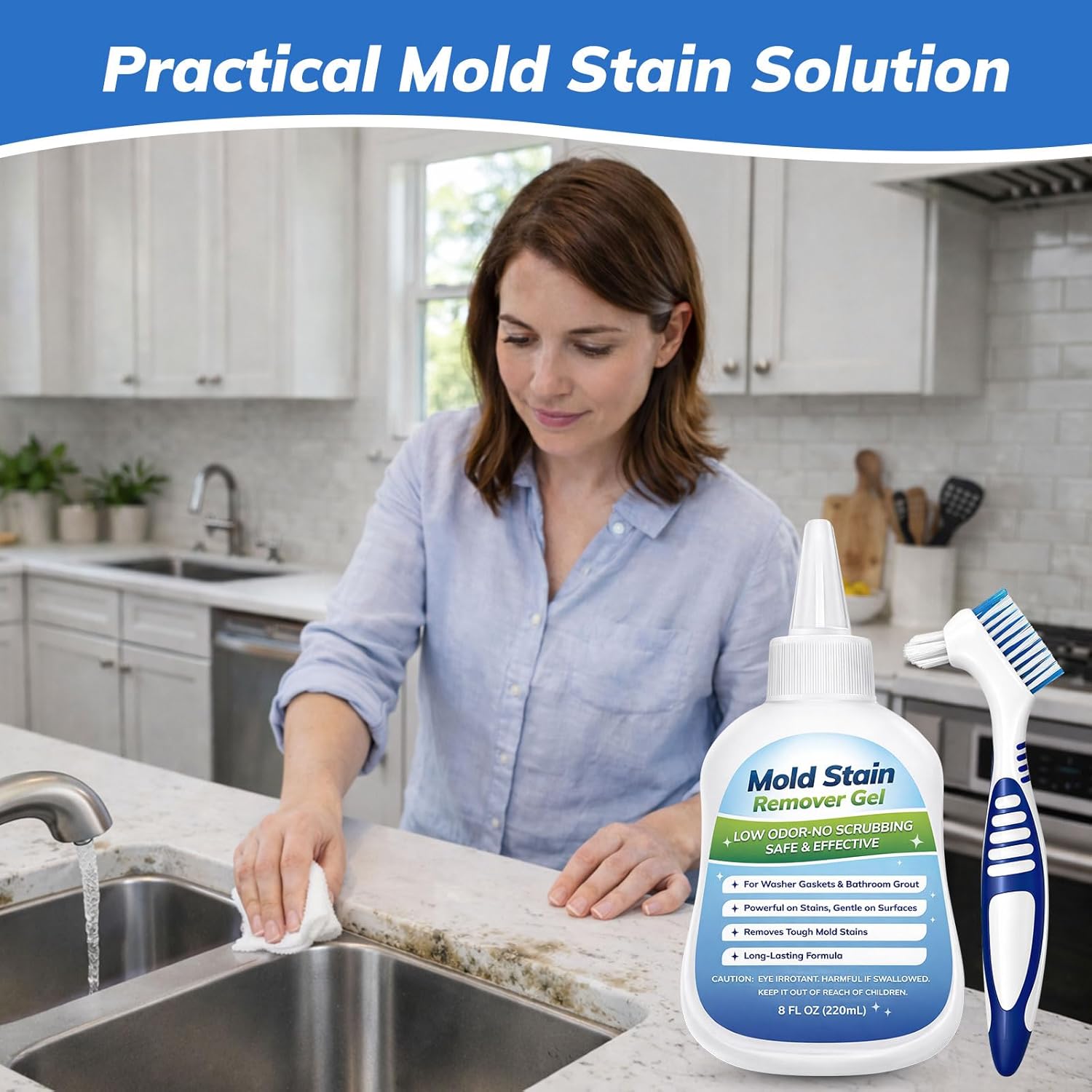 Regine Switzerland Mold-Stain Remover Gel - Low Odor Formula for Washing Machines & Bathrooms | Effective on Rubber Gaskets, Grout & Sealants