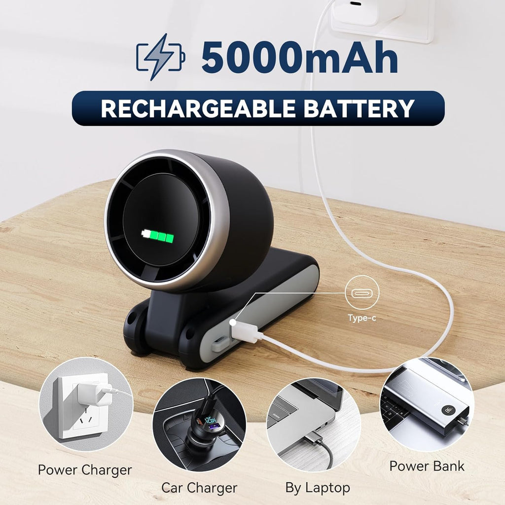 PlayHot Portable Handheld Turbo Fan - Compact Design with USB-C Cable | Sleek Black Color