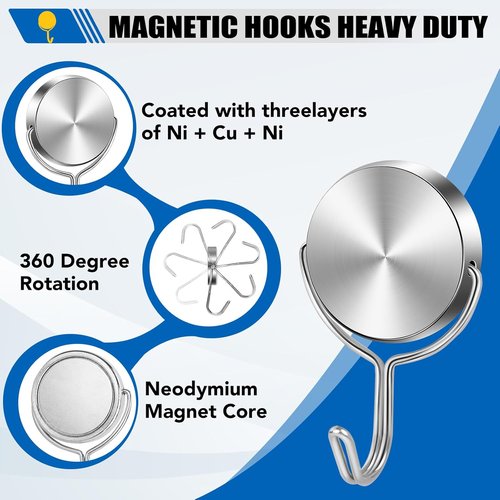 LOVIMAG Magnetic Hooks - 80Lbs Heavy Duty Strong Magnets for Cruise Cabins & Essentials | 15 Pack