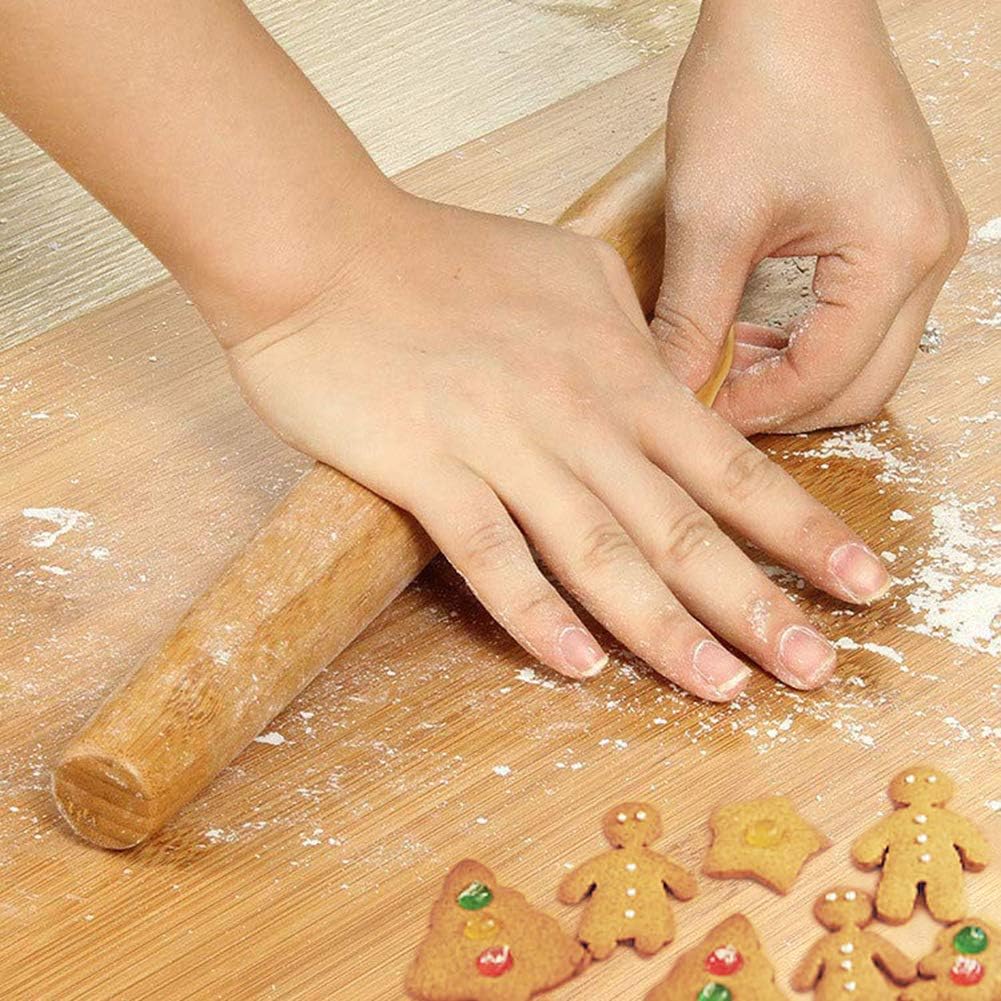 Skiennix Classic French Rolling Pin - Bamboo Wooden Design for Baking Pizza, Dough, Cookies | 13-Inch