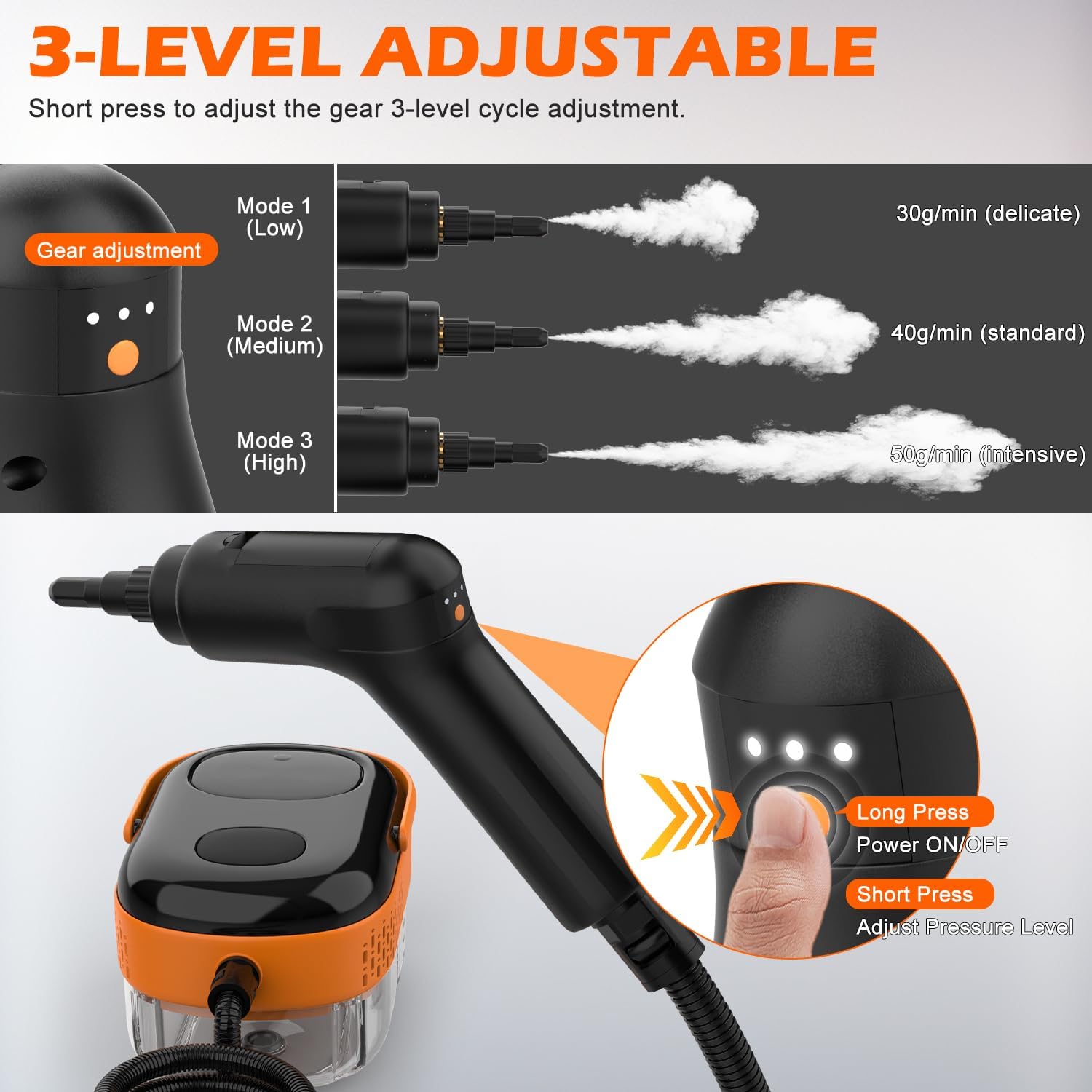 Skiennix Steam Cleaner - Portable Handheld Steamer with 15s Heat-Up & 16 Accessories | Ideal for Home & Car Cleaning