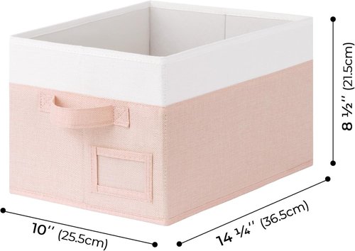 Granny Says Storage Baskets - Decorative Fabric Bins for Organizing | Medium Pink & Ivory, 3-Pack