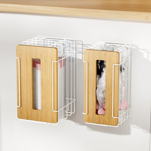 TIDIIABODE 2 Pack Grocery Bag Holder for Plastic Bags - Wall Mount Kitchen Plastic Bag Holders for Grocery Bags - Bag Holder for Kitchen,Under Sink,Pantry and Garage,White