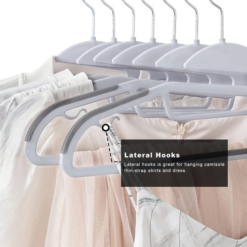 BAGAIL Plastic Hangers - 50 Pack Non-Slip Design with 360° Swivel Hook | Space-Saving Grey Organizer for Shirts & Pants