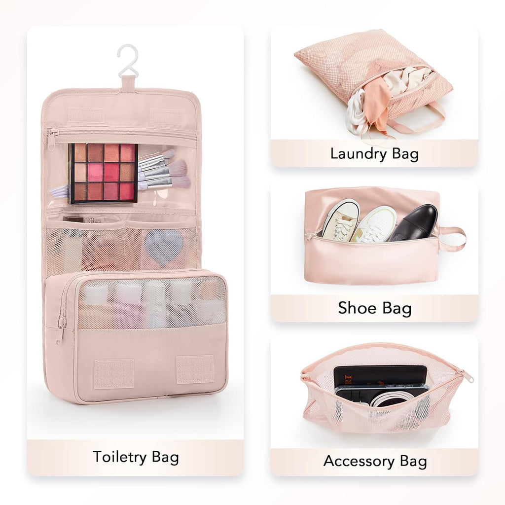 OlarHike Compression Packing Cubes - 10 Set Travel Organizer for Women | Space-Saving Beige Bags