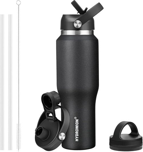 HYDROWION 32oz Stainless Steel Water Bottle - Double Wall Vacuum Insulated | Keeps Drinks Cold for 48 Hrs, Hot for 24 Hrs, Black