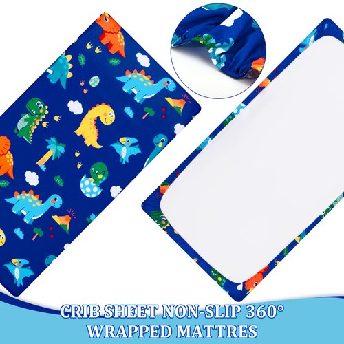Cloele Crib Bedding Set for Boys Girls- 3 Piece Dinosaur Baby Bedding Set Soft Comforter Bed Set Includes Toddler Pillowcase Crib Sheet Baby Quilt - Nursery Bedding Set for Boys-Colorful Dinosaur