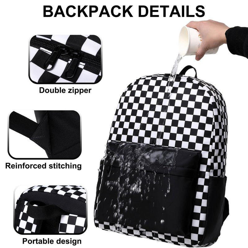 Sugaroom Lightning Print School Backpack for Girls Boys Backpack with Lunch Box Teen Kids Backpack Middle School Bags Preschool Primary Elementary Bookbags Set