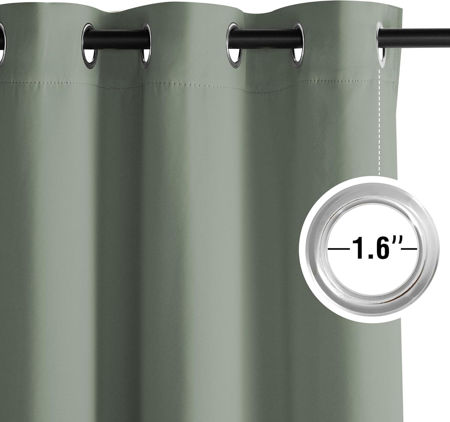 NICETOWN Room Darkening Curtains - Elegant Sage Green Drapery Panels, 52"W x 102"L