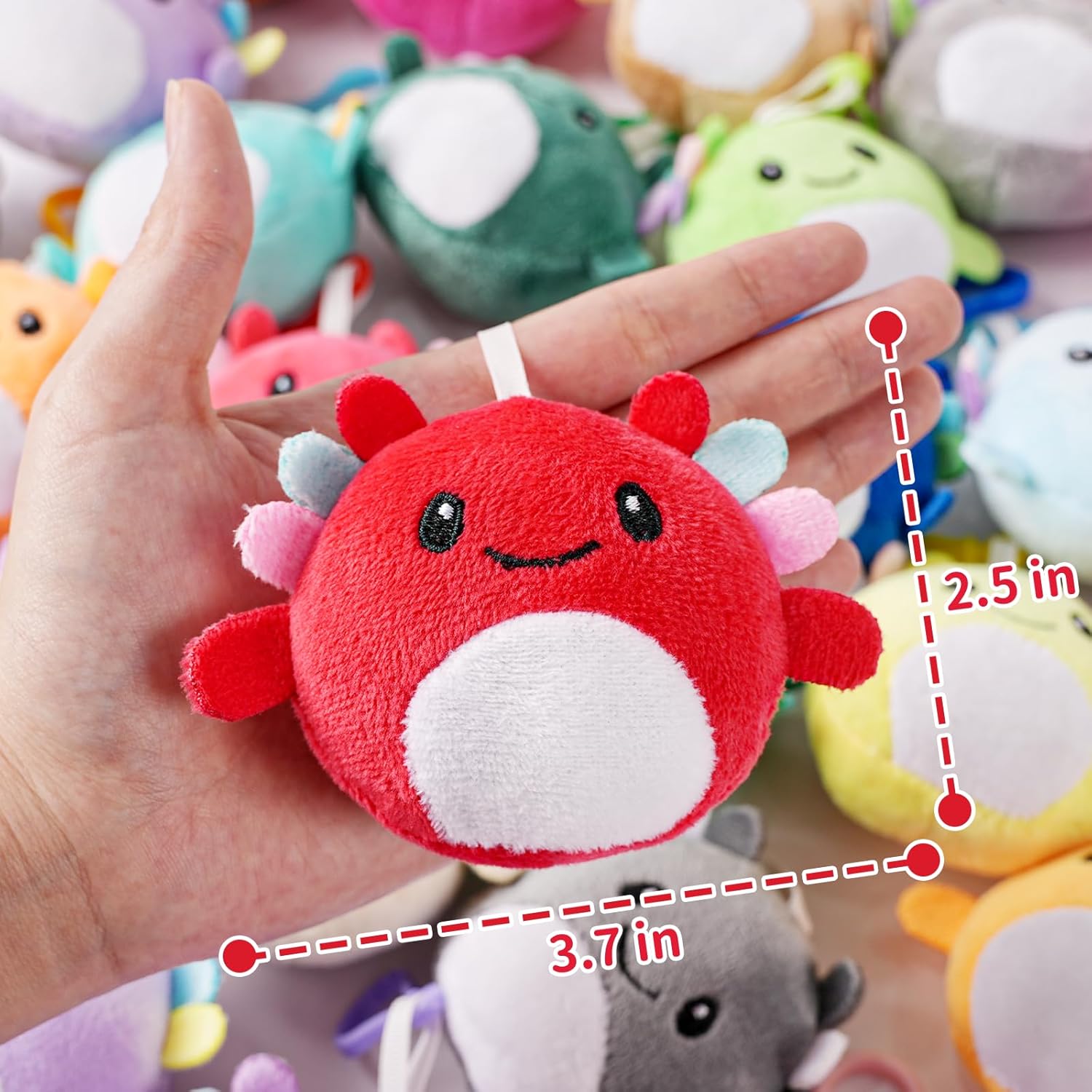 Skiennix Mini Axolotl Plush Toys - 24 Pack Keychains for Kids' Goodie Bags & Classroom Rewards
