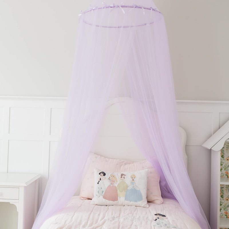 Jenn & Joos Purple Princess Bed Netting Canopy for Girls - Hanging Reading Nook for Toddler - Kids Bedroom Decoration Mermaid Theme - College Dormitory Room Accessories