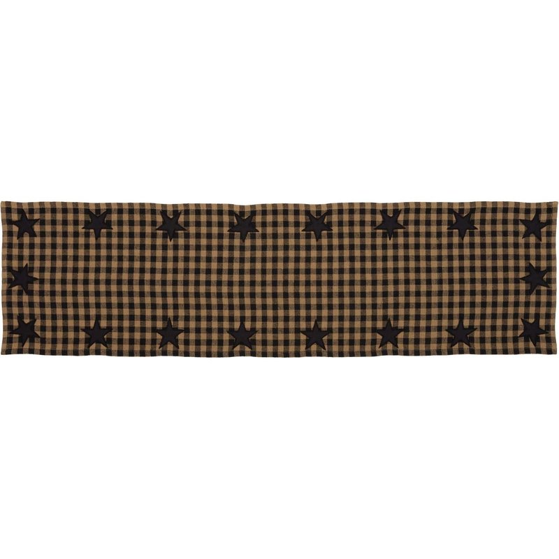 VHC Brands, Black Star, Cotton, 13x48, Woven Runner, Black