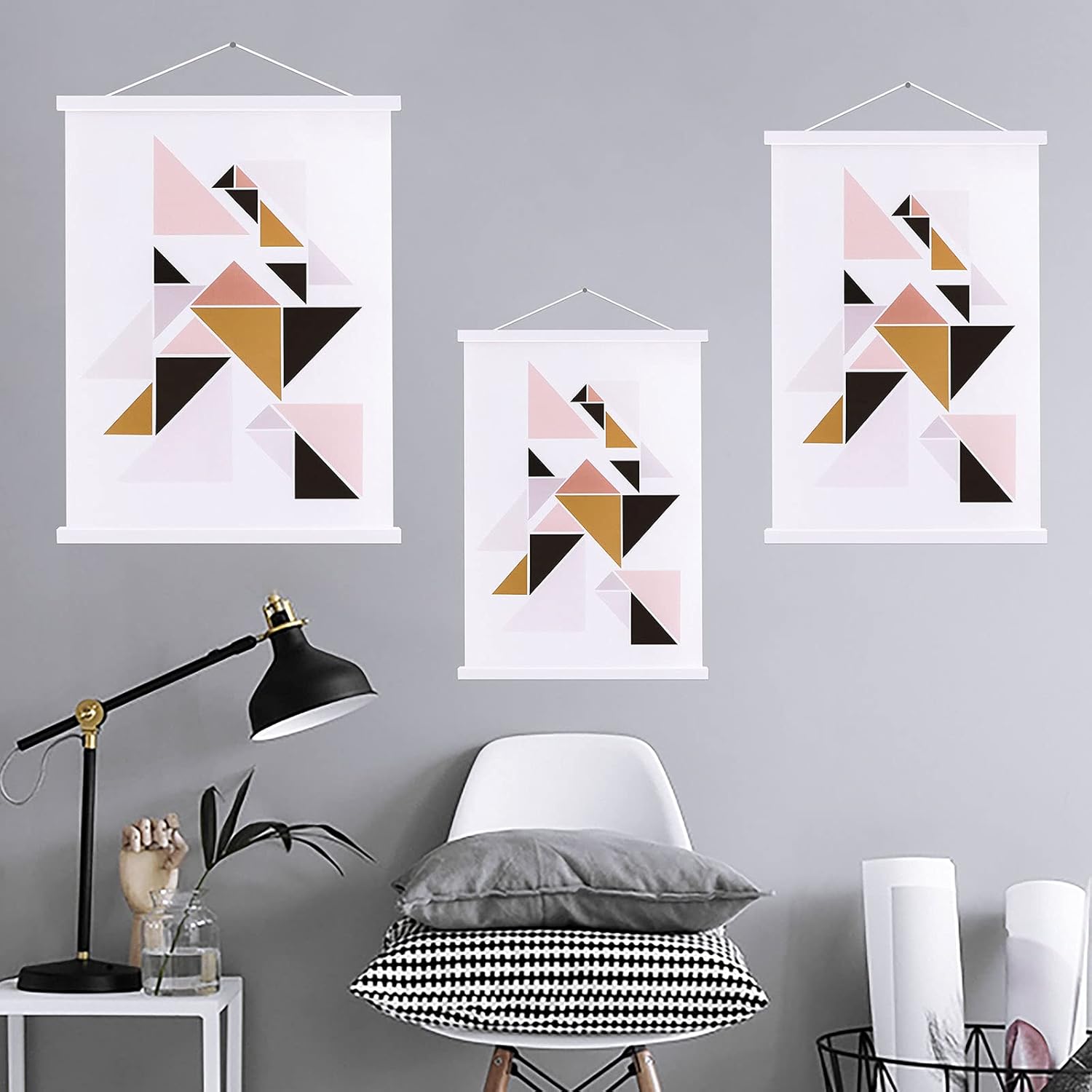 Ywlake Magnetic Poster Hanger - Wood Frame for 9x12, 9x14, 9x17 Posters | White Hanging Kit for Artwork