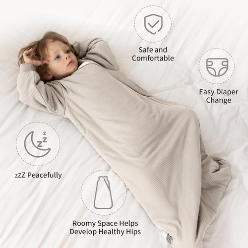 BubblePanda Bamboo Sleep Sack | Supersoft 1.5 Tog Long Sleeve Wearable Blanket for Babies 6-12 Months